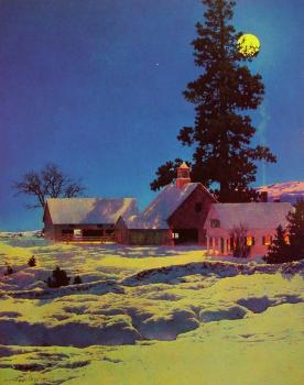 Maxfield Parrish : Moonlight Night-Winter